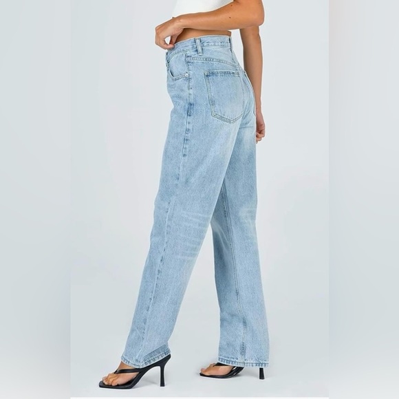 Low Waisted Jeans Trendy Straight Leg Boyfriend Asymmetrical Denim Pants💙SZ 8 - Picture 11 of 12